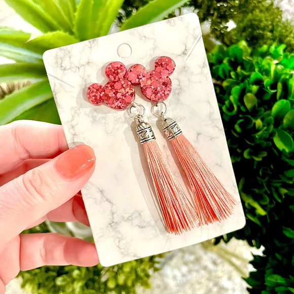 Acrylic Mickey Tassel Earrings - Picture 4 of 4